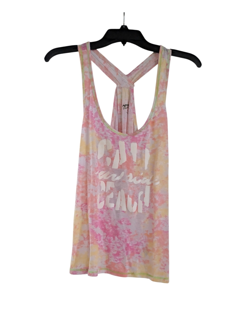 Arizona Jean Company Pink Tie-Dye Graphic Racerback Tank